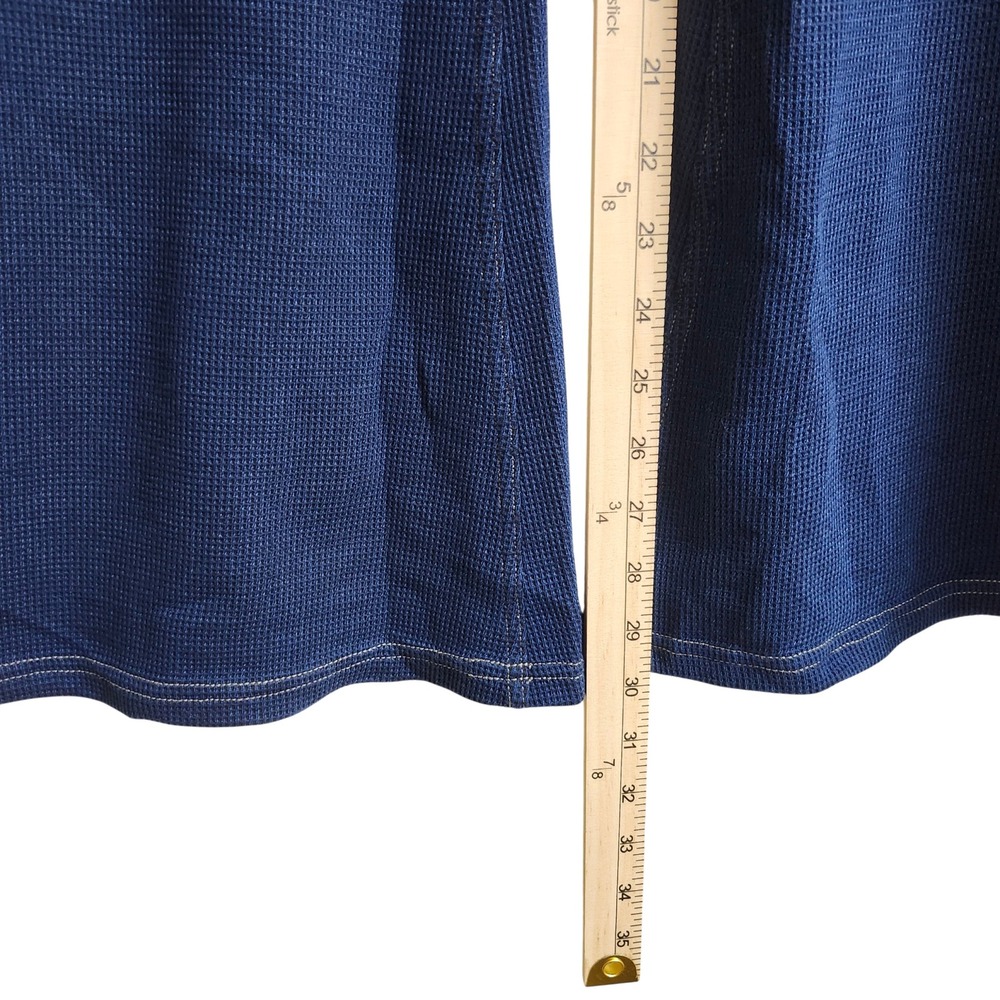 Halara XL Navy Blue Waffle Knit Crossover High Waist Flare Leg Pants Denim Like - Picture 9 of 16